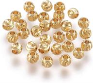 📿 craftdady 100pcs 18k gold corrugated round spacer beads 5mm - tiny brass rondelle ball loose beads for jewelry making - 1.5-2mm hole size logo