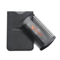 🧔 bluezoo pear wood beard comb for men - antistatic fine & coarse teeth - includes pu leather case - ideal for head hair, beard, and mustache logo