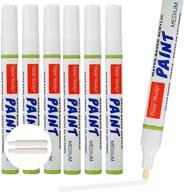 🎨 6-pack white paint pens for rock painting & more - acrylic markers set with 2 extra tips, high volume white ink, medium tip acrylic paints for glass, wood, metal, and more - 2x lifespan logo