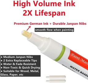 img 3 attached to 🎨 6-Pack White Paint Pens for Rock Painting & More - Acrylic Markers Set with 2 Extra Tips, High Volume White Ink, Medium Tip Acrylic Paints for Glass, Wood, Metal, and More - 2X Lifespan