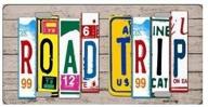 🚗 road trip license plate wood pattern art novelty tag sign for enhanced seo logo