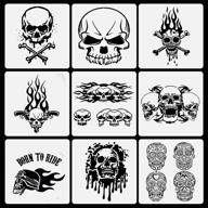 🖤 premium 9-piece skull stencils set: ideal for scrapbooking, drawing, tracing, furniture, wall, floor decor - kid friendly & versatile diy templates (12 x 12 inch) logo