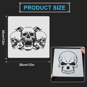 img 3 attached to 🖤 Premium 9-Piece Skull Stencils Set: Ideal for Scrapbooking, Drawing, Tracing, Furniture, Wall, Floor Decor - Kid Friendly & Versatile DIY Templates (12 x 12 Inch)