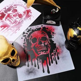 img 1 attached to 🖤 Premium 9-Piece Skull Stencils Set: Ideal for Scrapbooking, Drawing, Tracing, Furniture, Wall, Floor Decor - Kid Friendly & Versatile DIY Templates (12 x 12 Inch)