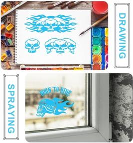 img 2 attached to 🖤 Premium 9-Piece Skull Stencils Set: Ideal for Scrapbooking, Drawing, Tracing, Furniture, Wall, Floor Decor - Kid Friendly & Versatile DIY Templates (12 x 12 Inch)