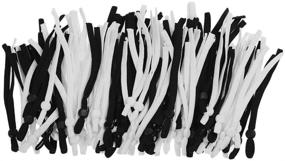 img 4 attached to 🧵 LARATH 100-Piece Adjustable Elastic Bands: High-Stretch Earloop Lanyard Cord for DIY Crafts & Sewing, White+Black