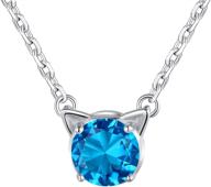 silvercute girls' birthstone cat ear pendant necklace - 925 sterling silver, gift packed, 16-inch logo