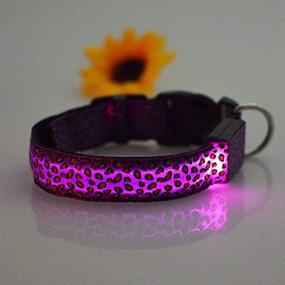 img 2 attached to Pesp LED Luminous Pet Dog Collar: Leopard Glowing Flash Puppy Collar for Night Safety, Adjustable Necklace for Small Medium Large Dogs