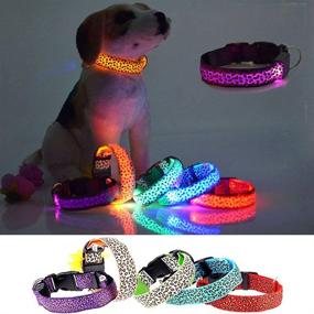 img 4 attached to Pesp LED Luminous Pet Dog Collar: Leopard Glowing Flash Puppy Collar for Night Safety, Adjustable Necklace for Small Medium Large Dogs