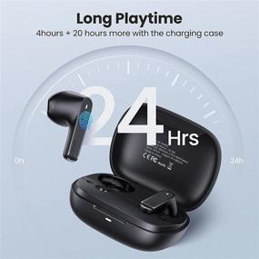 img 3 attached to 🎧 Bluetooth Earbuds - Wireless Stereo Earbuds with Noise Cancelling, 24H Playtime, Bluetooth 5.0 Headphones, Waterproof and Touch Control, Hands-Free Headset with Mic - Includes Charging Case