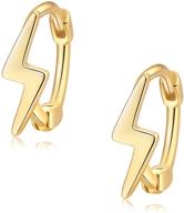 sleek sterling silver huggie earrings: small lightning gold plated hoops for women, girls, and unisex fashion jewelry logo