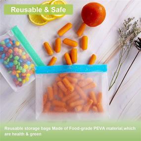 img 2 attached to 🥡 18-Pack Reusable Stand-Up Storage Bags for Food Storage - Includes 4 Large Bags, 7 Sandwich Bags, and 7 Snack Bags - Leakproof & Freezer Safe - Made from Silicone