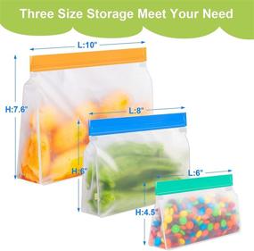 img 3 attached to 🥡 18-Pack Reusable Stand-Up Storage Bags for Food Storage - Includes 4 Large Bags, 7 Sandwich Bags, and 7 Snack Bags - Leakproof & Freezer Safe - Made from Silicone