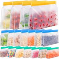 🥡 18-pack reusable stand-up storage bags for food storage - includes 4 large bags, 7 sandwich bags, and 7 snack bags - leakproof & freezer safe - made from silicone логотип