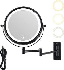 img 4 attached to Enhanced HD Wall Mounted Makeup Mirror with Lights - 1x /10x Magnifying, Touch Screen, Dimmable LED Lights, USB Charging - 8 in