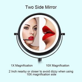 img 2 attached to Enhanced HD Wall Mounted Makeup Mirror with Lights - 1x /10x Magnifying, Touch Screen, Dimmable LED Lights, USB Charging - 8 in