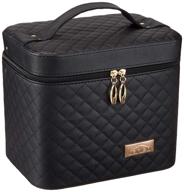 sooyee makeup bag: stylish black cosmetic travel bag with mirror & fold tray - perfect for all your cosmetics! logo