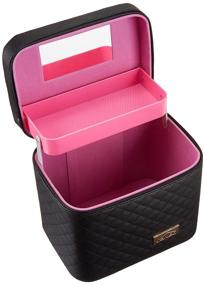 img 3 attached to Sooyee Makeup Bag: Stylish Black Cosmetic Travel Bag with Mirror & Fold Tray - Perfect for All Your Cosmetics!