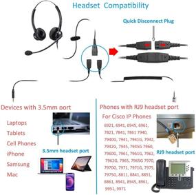 img 1 attached to 🎧 Универсальная офисная гарнитура с разъемом RJ9 для телефонов Cisco и разъемом 3,5 мм - идеально подходит для колл-центров, мобильных телефонов, ноутбуков и стационарных телефонов.