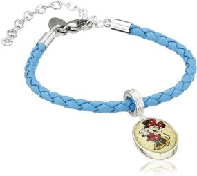 img 2 attached to Silver Plated Brass Minnie Leather Bead Charm Bracelet for Disney Girls - Enhance their Style!