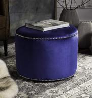 safavieh hudson collection zachary round nailhead ottoman, royal blue - chic and functional accent piece with nailhead trim logo