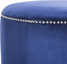 img 1 attached to Safavieh Hudson Collection Zachary Round Nailhead Ottoman, Royal Blue - Chic and Functional Accent Piece with Nailhead Trim