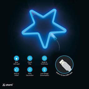 img 2 attached to Atomi Smart Neon LED Light: Decorative Wall Art for Bedrooms, Bars & DIY Designs | USB Powered with 10 ft Cord - Blue Star