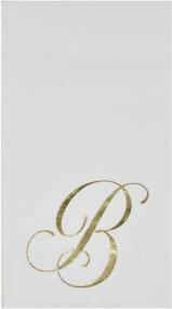 img 4 attached to 🌟 Pack of 100 Gold Monogram Guest Napkins - Letter B Design | Disposable Paper Hand Napkins with Elegant Metallic Golden Foil | Ideal for Bathroom, Powder Room, Wedding, Holiday, Birthday Party, Baby Shower | Decorative Towels