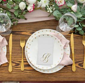 img 2 attached to 🌟 Pack of 100 Gold Monogram Guest Napkins - Letter B Design | Disposable Paper Hand Napkins with Elegant Metallic Golden Foil | Ideal for Bathroom, Powder Room, Wedding, Holiday, Birthday Party, Baby Shower | Decorative Towels
