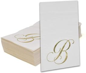 img 3 attached to 🌟 Pack of 100 Gold Monogram Guest Napkins - Letter B Design | Disposable Paper Hand Napkins with Elegant Metallic Golden Foil | Ideal for Bathroom, Powder Room, Wedding, Holiday, Birthday Party, Baby Shower | Decorative Towels