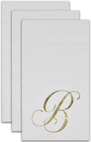 img 1 attached to 🌟 Pack of 100 Gold Monogram Guest Napkins - Letter B Design | Disposable Paper Hand Napkins with Elegant Metallic Golden Foil | Ideal for Bathroom, Powder Room, Wedding, Holiday, Birthday Party, Baby Shower | Decorative Towels