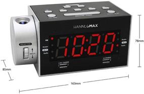 img 1 attached to 🕰️ HANNLOMAX HX-135CR Projection Alarm Clock Radio with PLL FM Radio, Dual Alarm, Dual USB Ports for Fast Charging (2.4A and 1A), 1.2" Red LED Display, AC/DC Adaptor Included