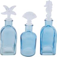 🌊 set of 3 glass bottles with adorable sealife stoppers - starfish, seahorse, and shell логотип