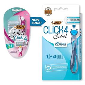 img 4 attached to 🪒 BIC Soleil Bella Click Women's Razor: Convenient 4-Blade Disposable with 1 Handle and 4 Cartridges