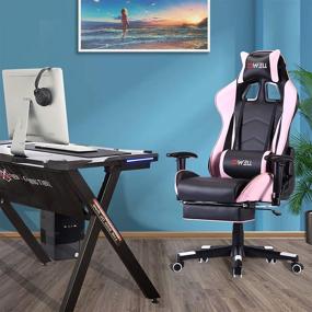img 3 attached to 🎮 Pink Gaming Chair for Adults: Stylish & Comfortable Chair with Footrest, Headrest, and Massage Lumbar Support