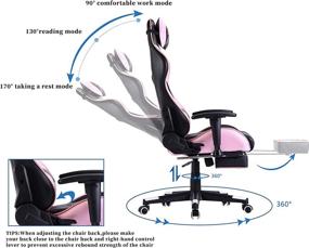 img 2 attached to 🎮 Pink Gaming Chair for Adults: Stylish & Comfortable Chair with Footrest, Headrest, and Massage Lumbar Support