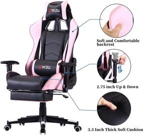 img 1 attached to 🎮 Pink Gaming Chair for Adults: Stylish & Comfortable Chair with Footrest, Headrest, and Massage Lumbar Support