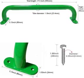 img 1 attached to Purife Ручка для рукавиц металлического качели 17.5 дюймов - зеленые ручки для безопасности на игровой площадке, лазалки, городка, деревянного домика - набор из 2 штук, выдерживает до 500 фунтов