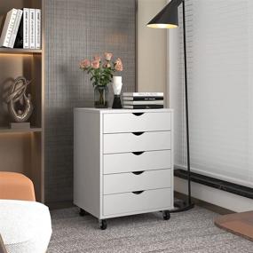 img 3 attached to 🗄️ YITAHOME 5 Drawer Chest, Portable File Cabinet with Wheels, Home Office Storage Dresser Cabinet in White