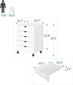 img 2 attached to 🗄️ YITAHOME 5 Drawer Chest, Portable File Cabinet with Wheels, Home Office Storage Dresser Cabinet in White