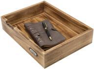 📚 'rustic dark wood stackable desktop office supplies tray with metal label holder: organize your documents and papers' логотип