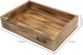 img 1 attached to 📚 'Rustic Dark Wood Stackable Desktop Office Supplies Tray with Metal Label Holder: Organize Your Documents and Papers'