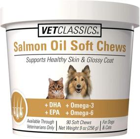 img 4 attached to Vet Classics Salmon Oil Pet Supplement for Healthy Skin and Glossy Coats – Dog and Cat Coat and Skin Supplement – Rich in Omega-3, 6, 9, DHA, EPA – Soft Chews 90 Count