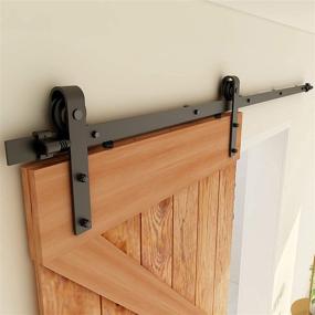 img 4 attached to 🚪 Enhance Your Space with CCJH 6ft Sliding Barn Door Hardware Kit: Durable J Shape Track Hanger Set for Single Wood Door