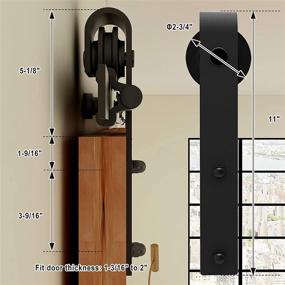 img 1 attached to 🚪 Enhance Your Space with CCJH 6ft Sliding Barn Door Hardware Kit: Durable J Shape Track Hanger Set for Single Wood Door