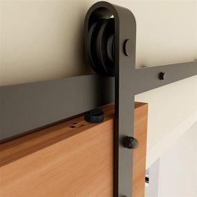 img 2 attached to 🚪 Enhance Your Space with CCJH 6ft Sliding Barn Door Hardware Kit: Durable J Shape Track Hanger Set for Single Wood Door