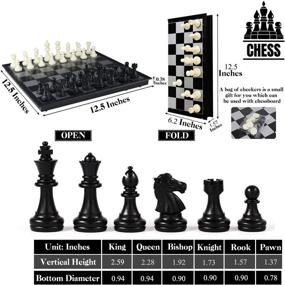 img 1 attached to Black Travel Chess Set for Adults- Educational, Optimized for Searching