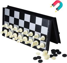 img 4 attached to Black Travel Chess Set for Adults- Educational, Optimized for Searching