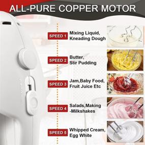 img 2 attached to 🥚 Electric Hand Mixer with Turbo Egg Separator, 5-Speed Kitchen Handheld Mixer, Includes 4 Stainless Steel Accessories for Effortless Whipping, Mixing, Cakes, Cookies, Cream, Batters