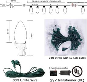 img 3 attached to 🎄 C7 Christmas String Lights - 33Ft 50 LED Warm White Twinkle Bulbs, Waterproof for Indoor Outdoor Xmas Tree Wedding Party Patio Garland Decoration